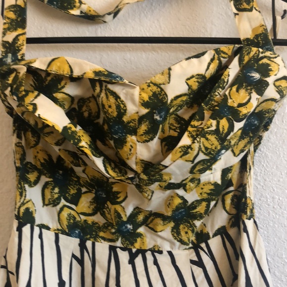Anthropologie Burgeoning Hypericum Floral Retro Halter Dress - Picture 5 of 13